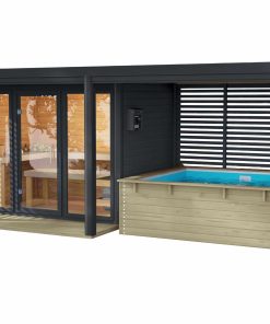Karibu Saunahaus Angelus XL  mit Anbaudach und Minipool