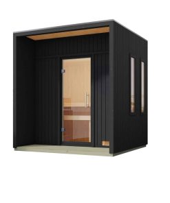 Karibu Saunahaus Nadira natur oder schwarz inkl. Saunaofen 9kW