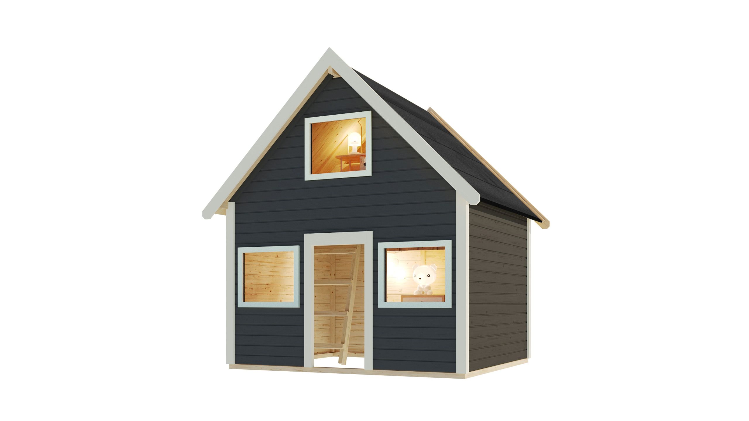 Karibu Spielhaus Kalle terragrau 2 Etagen inkl. Holzleiter