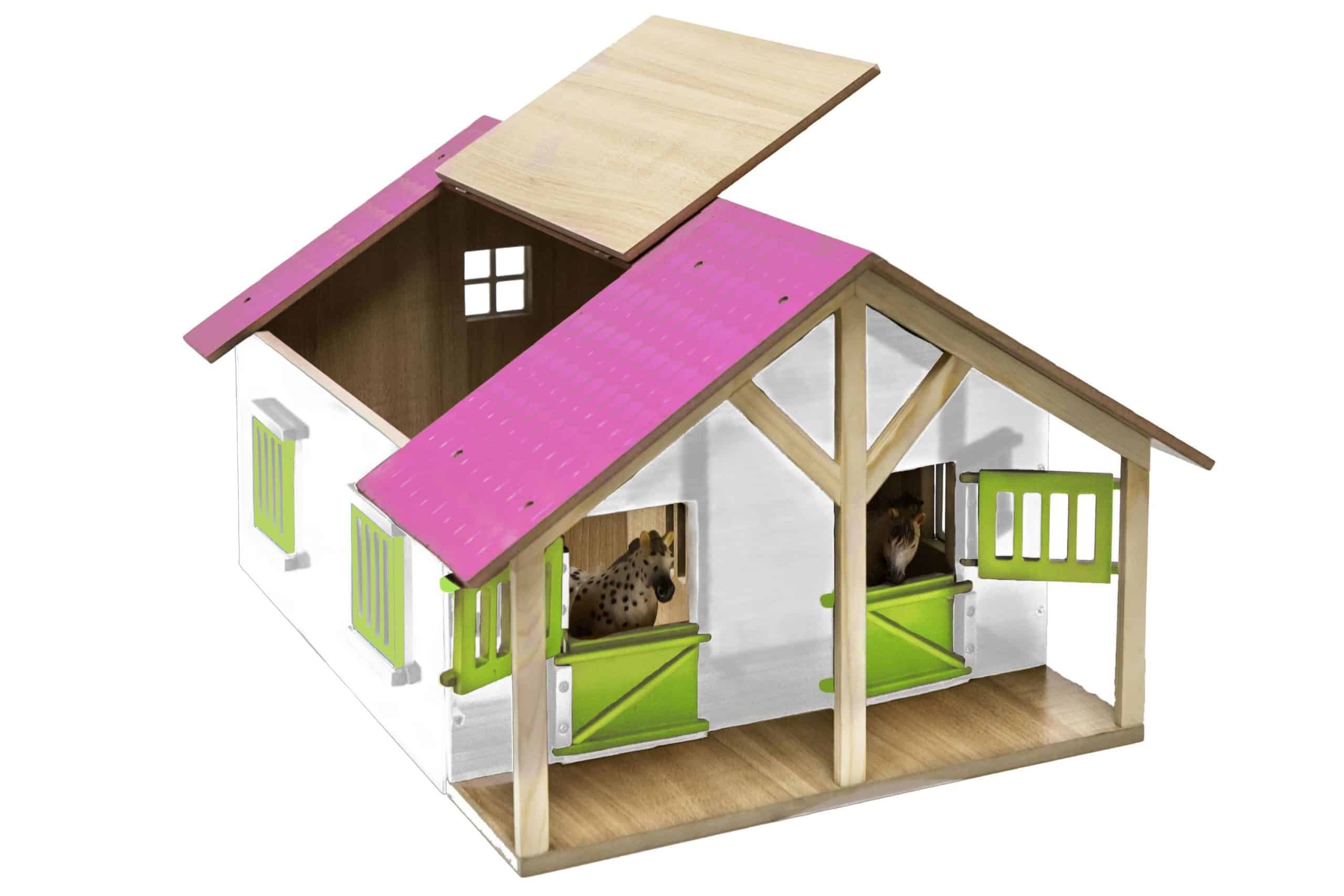 Kids Globe Farming Pferde Stall aus Holz 1:24