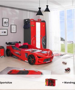 Kinderzimmer komplett Set Autobett Rio 5 teilig Rot