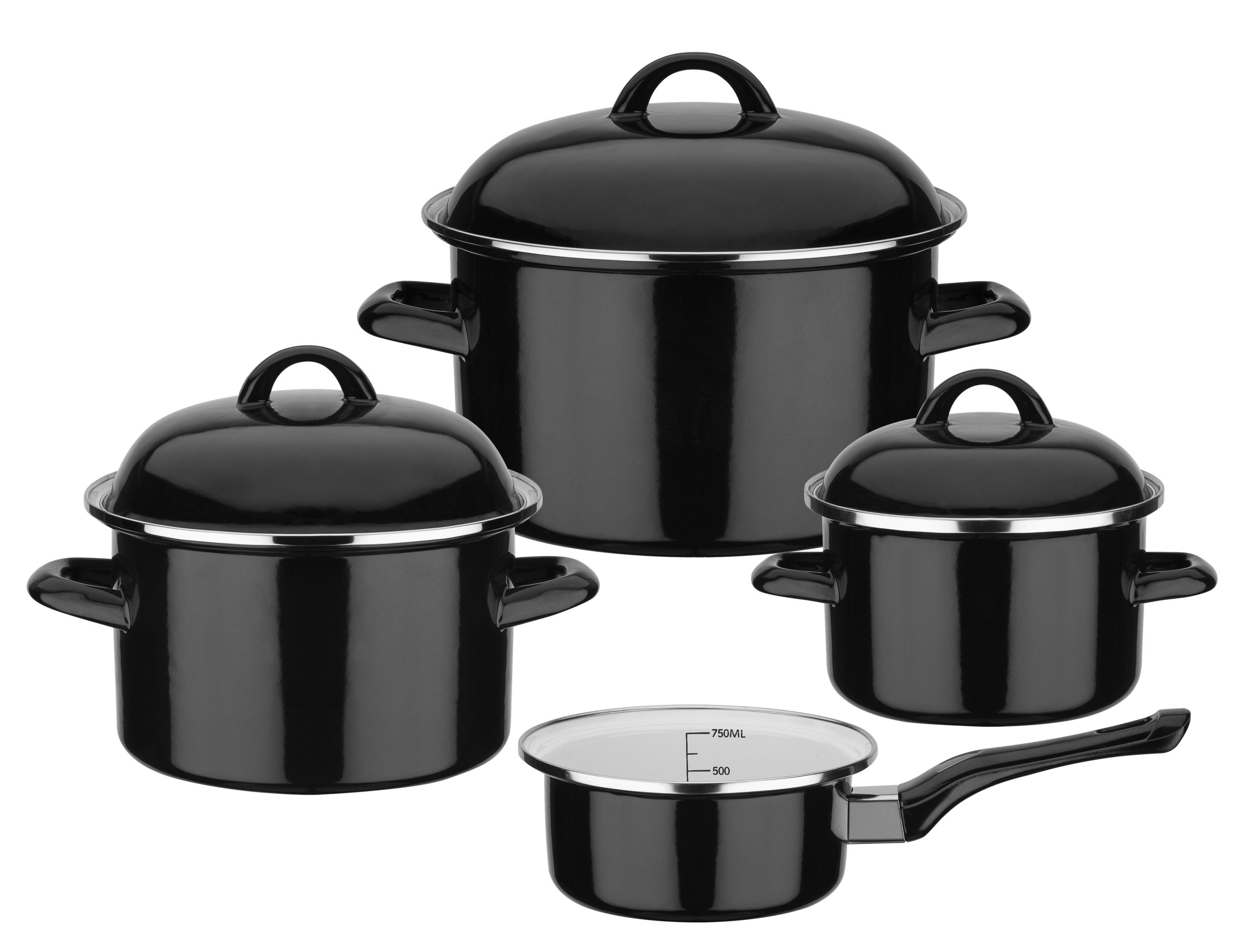 Kochtopf-Set Emaille Black & White 7-tlg.