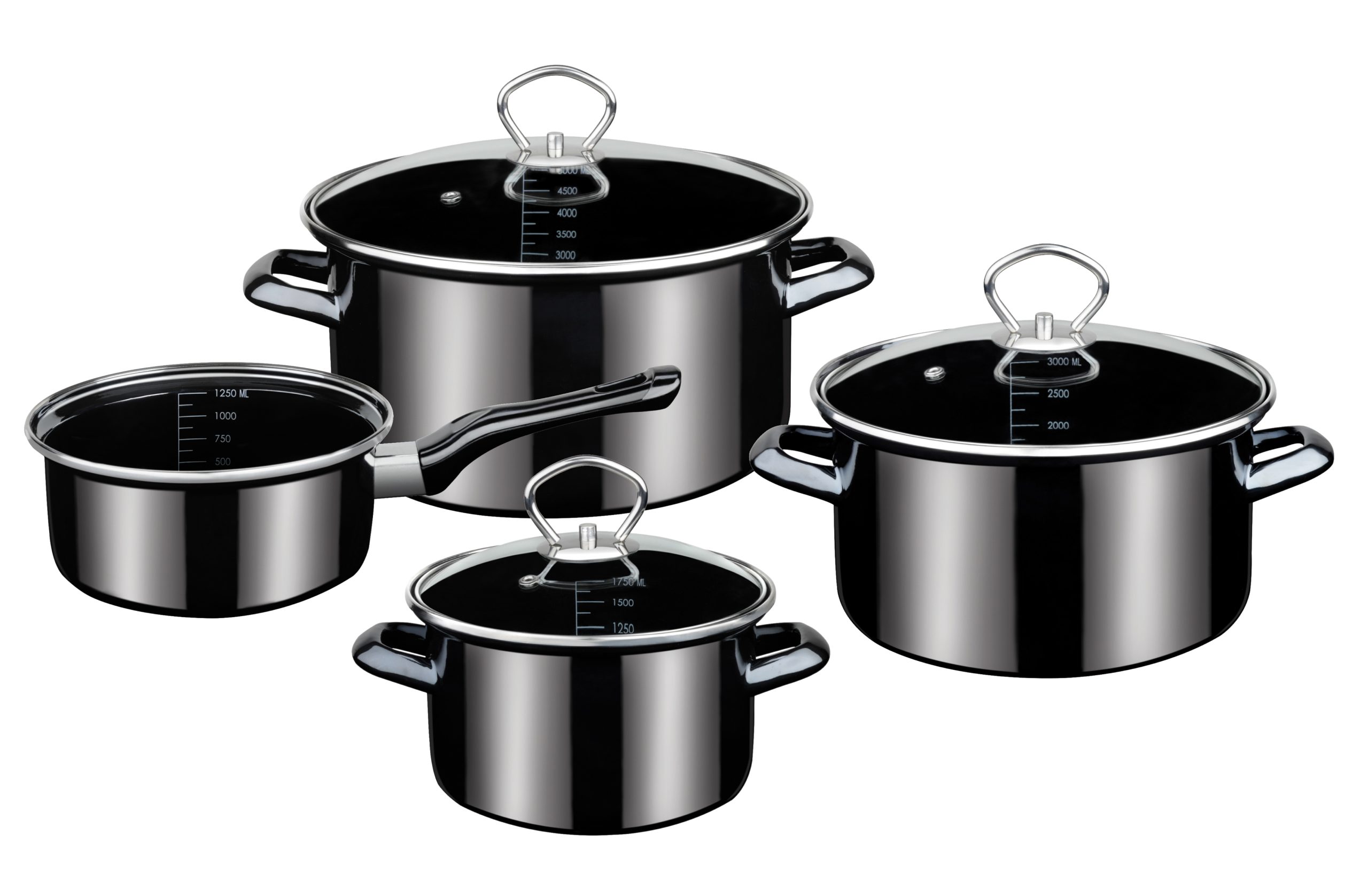 Kochtopf-Set Emaille Profi-Black-Star 7-tlg.