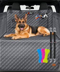 LOVPET® Kofferraumschutz Hund gesteppt mit Seiten- und Ladekantenschutz   Universale Kofferraum-Schutzmatte für Hunde   Hundedecke Wasserabweisend & Kratzfest mit Sicherheitsgurt und Zubehör