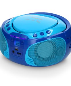 Lenco SCD-650BU - Tragbares FM-Radio mit CD/MP3-Player - USB-Anschluß - Karaoke - Mikrofon - Lichteffekte - Blau