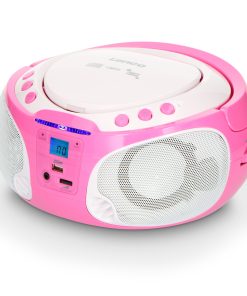 Lenco SCD-650PK - Tragbares FM-Radio mit CD/MP3-Player - USB-Anschluß - Karaoke - Mikrofon - Lichteffekte - Pink