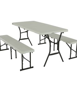 Lifetime Kunststoff Bierzeltgarnitur 3-teilig   Weiß   182x76x74 cm