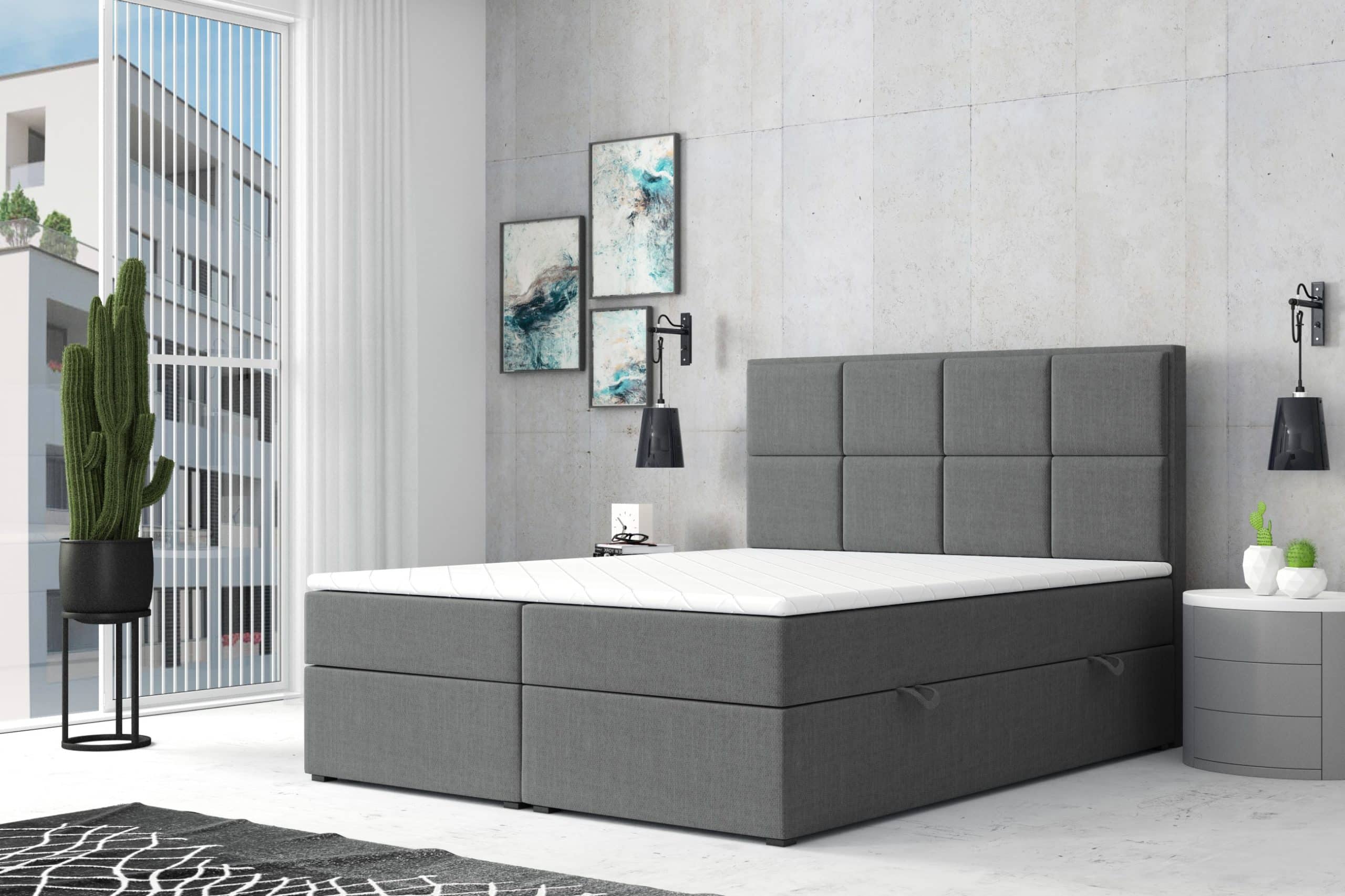 M-Punkt GmbH Boxspringbett NEAPEL mit Bettkasten 180 x 200 cm Anthrazit - versch. Ausführungen