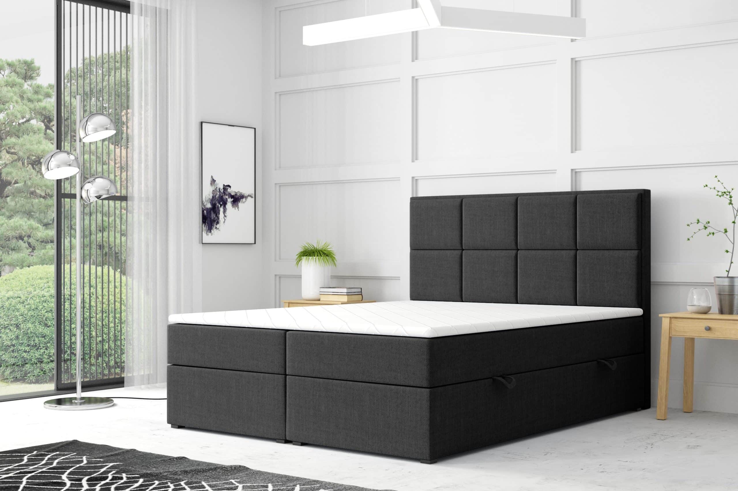 M-Punkt GmbH Boxspringbett NEAPEL mit Bettkasten 180 x 200 cm Schwarz - versch. Ausführungen