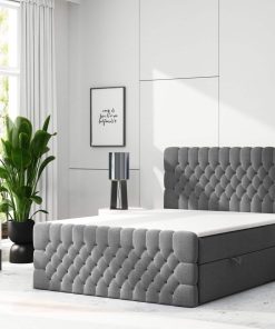 M-Punkt GmbH  Boxspringbett OXFORD mit Bettkasten 180 x 200 cm Webstoff Anthrazit - versch. Ausführungen