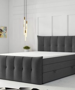 M-Punkt GmbH Boxspringbett PORTO mit Bettkasten 180 x 200 cm Webstoff Anthrazit - versch. Ausführungen