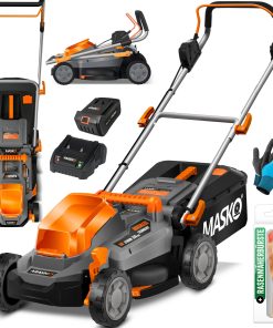 MASKO® Akku Rasenmäher ECO-X10 inkl. 1 oder 2 Akkus Li-Ion Batterie 4 Ah & Doppel-Ladegerät – Rasentrimmer