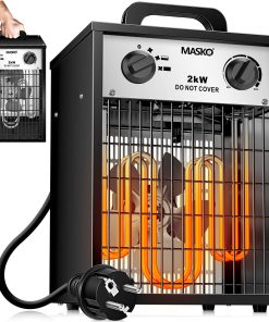 MASKO® Elektroheizer Heizlüfter Bauheizer mit integriertem Thermostat elektrisch Heizgerät mit 3 Heizstufen Heizgebläse für Innen- und Außeneinsatz Überlastschutz Elektroheizgebläse