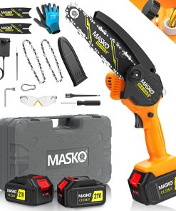MASKO® Mini-Kettensäge mit Akku 8000mAh   Handkettensäge Elektro mit 2 Akku 4000mAh für Gartenscheren/Astscheren/Holzschneiden   Motorsäge 800W automatisches Ölsystem