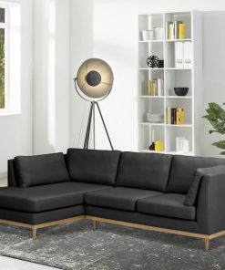 Max Winzer Larsen Ecksofa links mit Sofa 2-Sitzer rechts Flachgewebe graphit