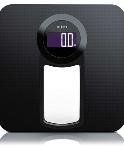 MyBeo Digitale Personenwaage Körperwaage - Badezimmer Waage im Slim Design - 6 mm Sicherheitsglas - großes LCD-Display