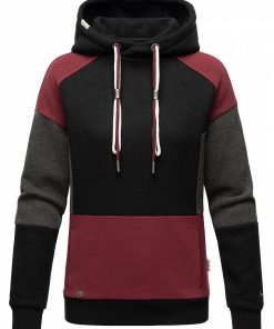 NAVAHOO Damen Kapuzensweatshirt Verspielter Hoodie Pullover im Colorblocking Look Babykätzchen
