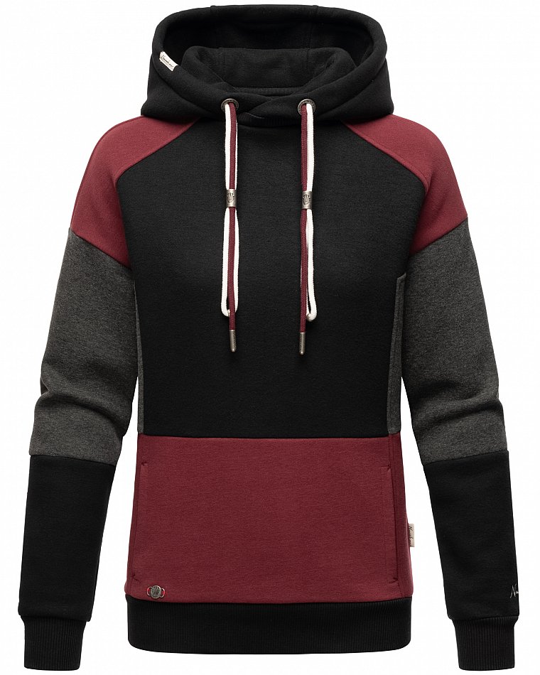 NAVAHOO Damen Kapuzensweatshirt Verspielter Hoodie Pullover im Colorblocking Look Babykätzchen