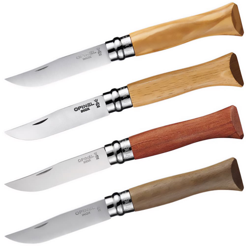 OPINEL Klappmesser No 6 Taschenmesser Messer Eiche Olive Walnuss Padouk Holz Farbe: Eiche