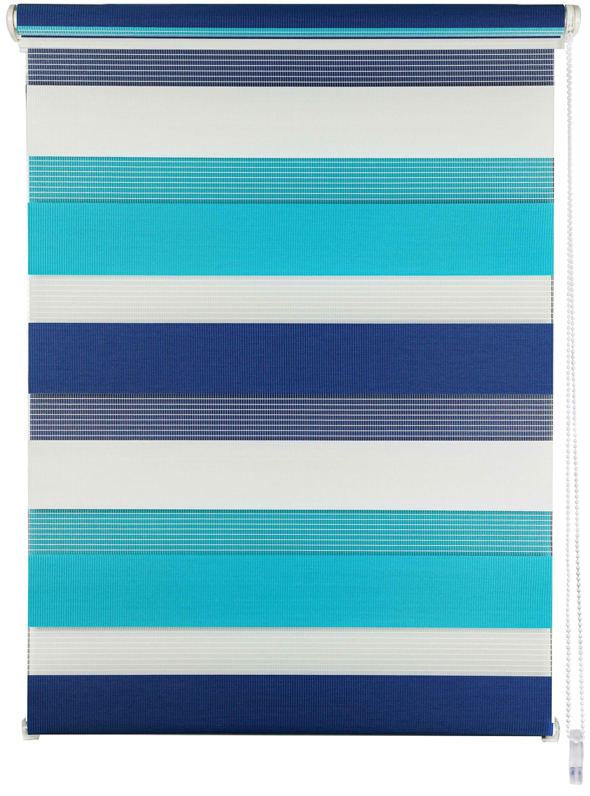 Ondeco Doppelrollo Just Triple Klemmfix  Seitenzugrollo Blickdicht Klemmfix Farbe: Aqua-Navy