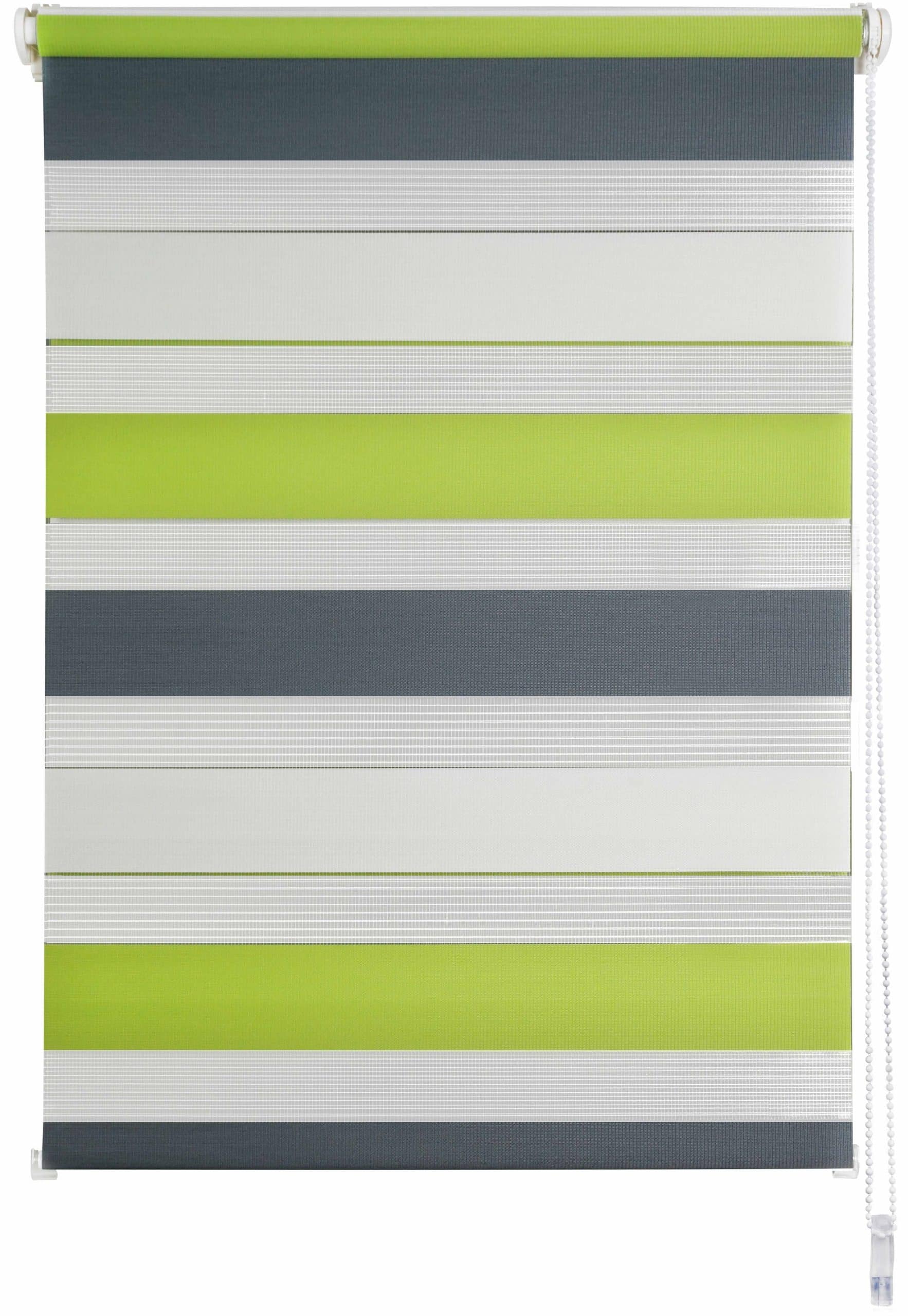 Ondeco Doppelrollo Just Triple Klemmfix  Seitenzugrollo Blickdicht Klemmfix Farbe: Green-Grau