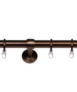 Ondeco Gardinenstange 1-lauf Wand-Deckenmontage Endstück Cap Komplettgarnitur 25mm mit Ringen und Faltelegehaken Farbe: Bronziert