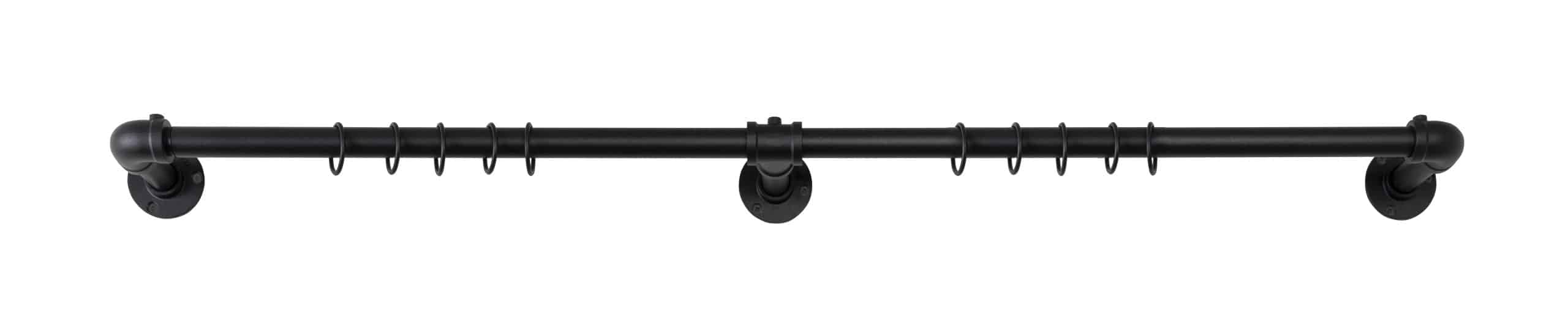 Ondeco Gardinenstange Industrie ausziehbar für Verdunkelungsvorhänge  22/25mm Farbe: Schwarz