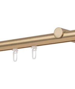 Ondeco Gardinenstange auf Maß Innenlauf 20mm Ball 1-lauf Wandträger 12cm mit Gleiter Farbe: Messing-Matt