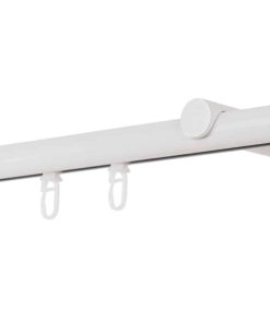 Ondeco Gardinenstange auf Maß Innenlauf 20mm Ball 1-lauf Wandträger 12cm mit Gleiter Farbe: Weiß