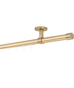 Ondeco Gardinenstange auf Maß Innenlauf 20mm Cap 1-lauf Deckenträger 4cm mit Gleiter Farbe: Messing-Matt
