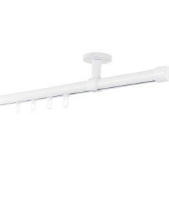 Ondeco Gardinenstange auf Maß Innenlauf 20mm Cap 1-lauf Deckenträger 4cm mit Gleiter Farbe: Weiß
