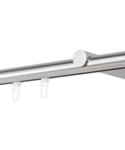 Ondeco Gardinenstange auf Maß Innenlauf 20mm Cap 1-lauf  Wandträger 12cm mit Gleiter Farbe: Edelstahl-Optik