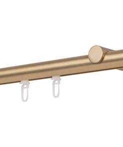 Ondeco Gardinenstange auf Maß Innenlauf 20mm Cap 1-lauf  Wandträger 12cm mit Gleiter Farbe: Messing-Matt