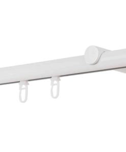 Ondeco Gardinenstange auf Maß Innenlauf 20mm Cap 1-lauf  Wandträger 12cm mit Gleiter Farbe: Weiß