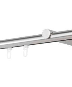 Ondeco Gardinenstange auf Maß Innenlauf 20mm Kegel 1-lauf Wandträger 12cm mit Gleiter Farbe: Edelstahl-Optik