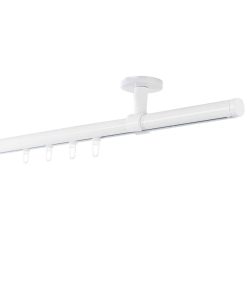 Ondeco Gardinenstange auf Maß Innenlauf 20mm Match 1-lauf Deckenträger 4cm mit Gleiter Farbe: Weiß