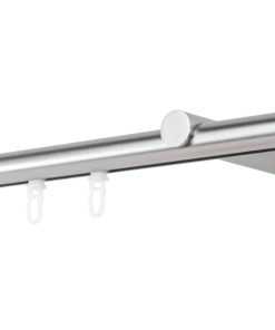 Ondeco Gardinenstange auf Maß Innenlauf 20mm Match 1-lauf Wandträger 12cm mit Gleiter Farbe: Edelstahl-Optik