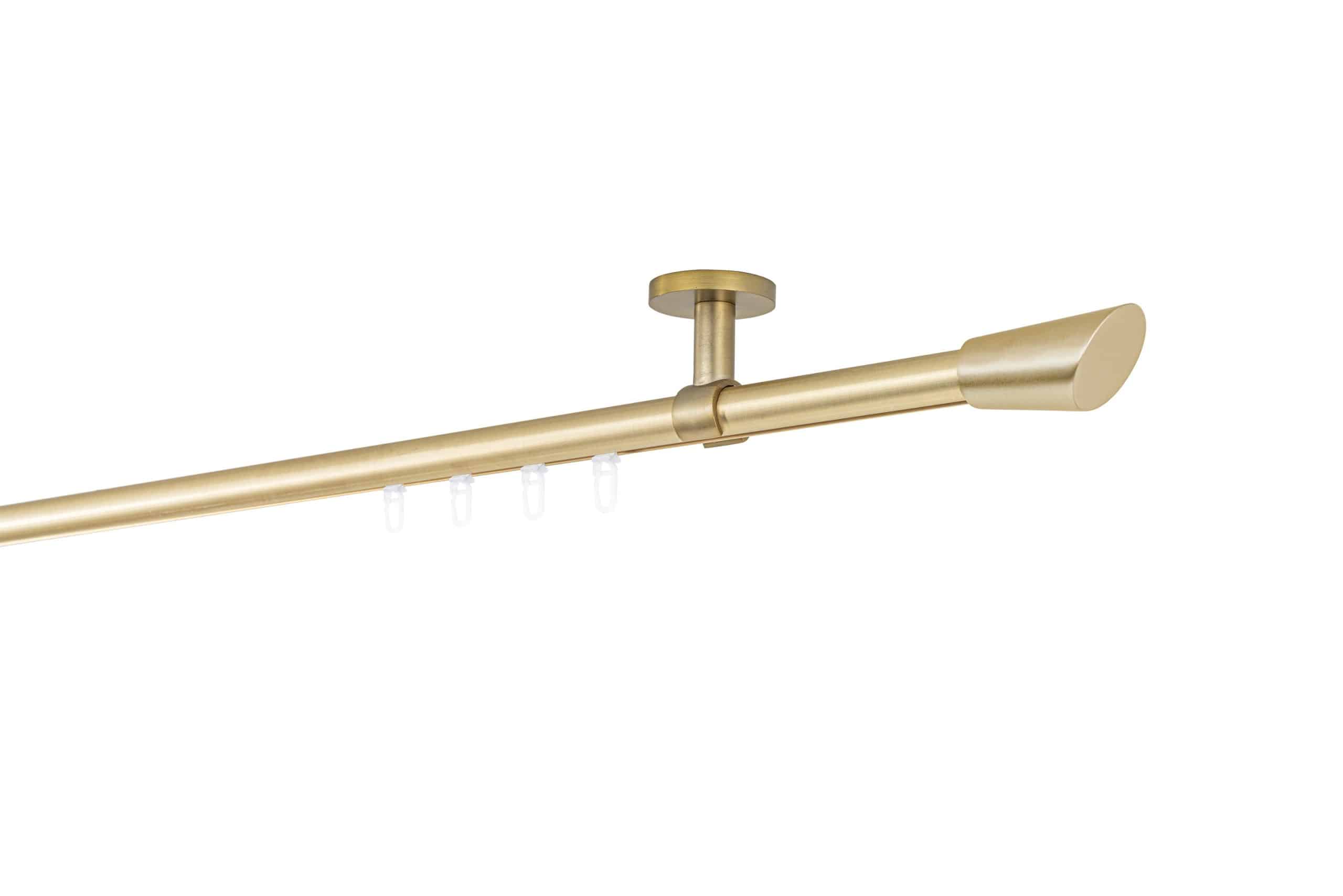 Ondeco Gardinenstange auf Maß Innenlauf 20mm Rag 1-lauf  Deckenträger 4cm mit Gleiter Farbe: Messing-Matt