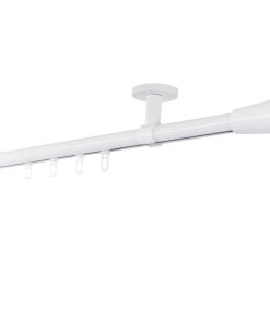 Ondeco Gardinenstange auf Maß Innenlauf 20mm Rag 1-lauf  Deckenträger 4cm mit Gleiter Farbe: Weiß