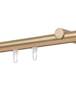 Ondeco Gardinenstange auf Maß Innenlauf 20mm Rag 1-lauf  Wandträger 12cm mit Gleiter Farbe: Messing-Matt