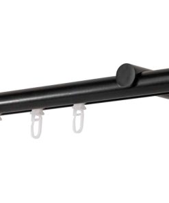 Ondeco Gardinenstange auf Maß Innenlauf 20mm Rag 1-lauf  Wandträger 12cm mit Gleiter Farbe: Schwarz