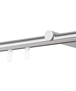 Ondeco Gardinenstange auf Maß Innenlauf 20mm Rille 1-lauf  Wandträger 12cm mit Gleiter Farbe: Edelstahl-Optik