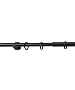 Ondeco Gardinenstange ausziehbar 1-lauf 16-19mm Trendy für Fenster mit Wandmontage Farbe: Black