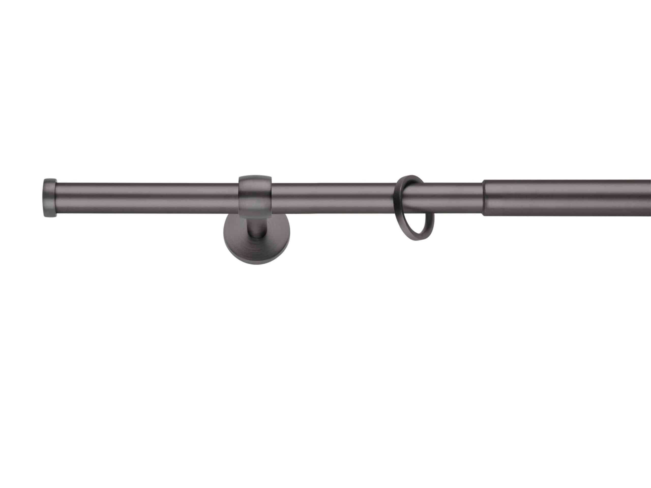 Ondeco Gardinenstange ausziehbar 1-lauf Wand-Deckenmontage Endstück Kappe  16/19 mm mit Ringen Farbe: Eisen-Brush
