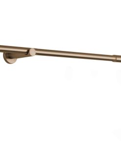 Ondeco Gardinenstange ausziehbar 1-lauf Wandmontage Endstück Rille 16/19 mm mit Ringen Farbe: Gold