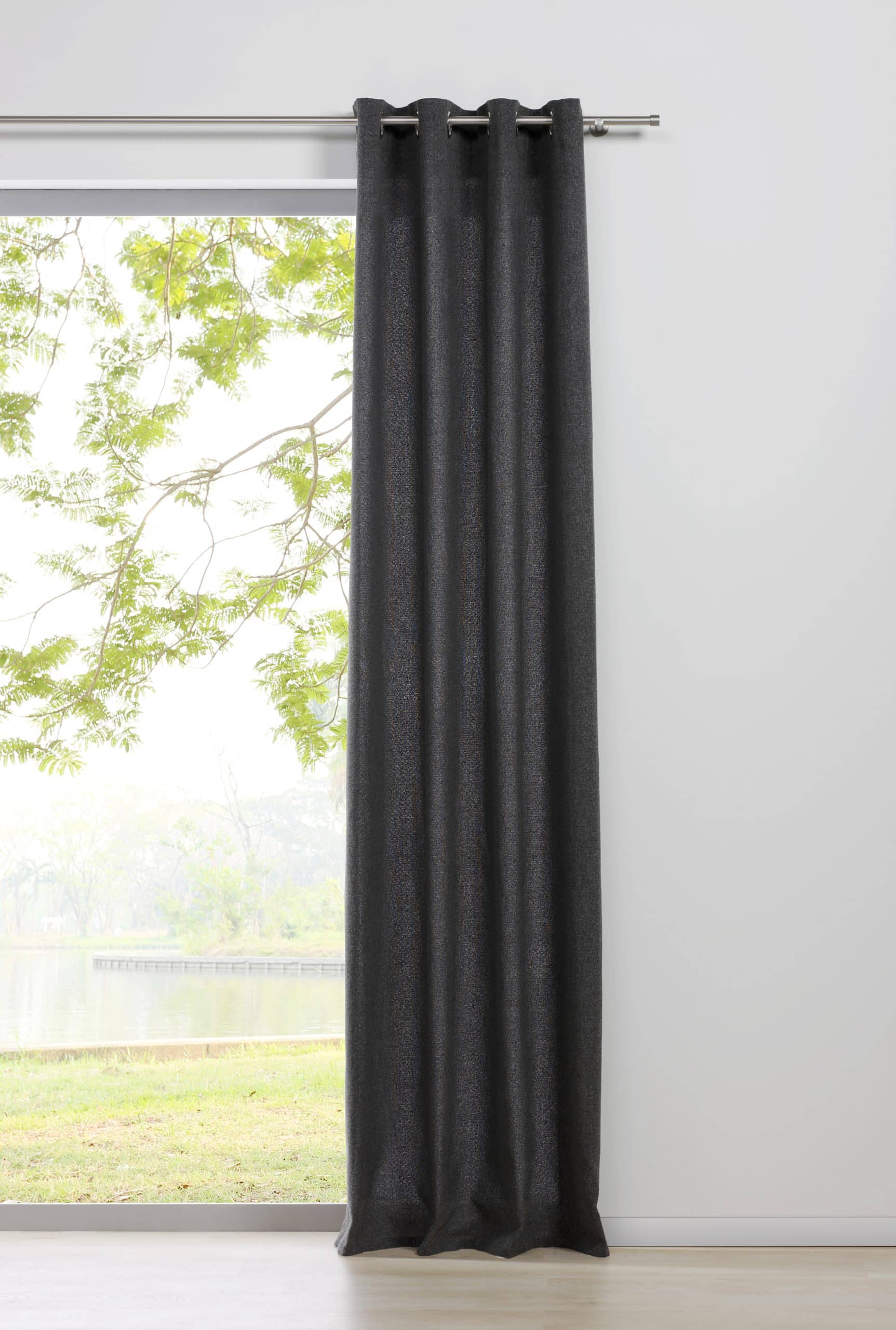 Ondeco Ösenschal Chalet Gardinen Blickdicht Vorhang Schlafzimmer Ösen Vorhänge Blickdicht 1er Set Farbe: Anthrazit