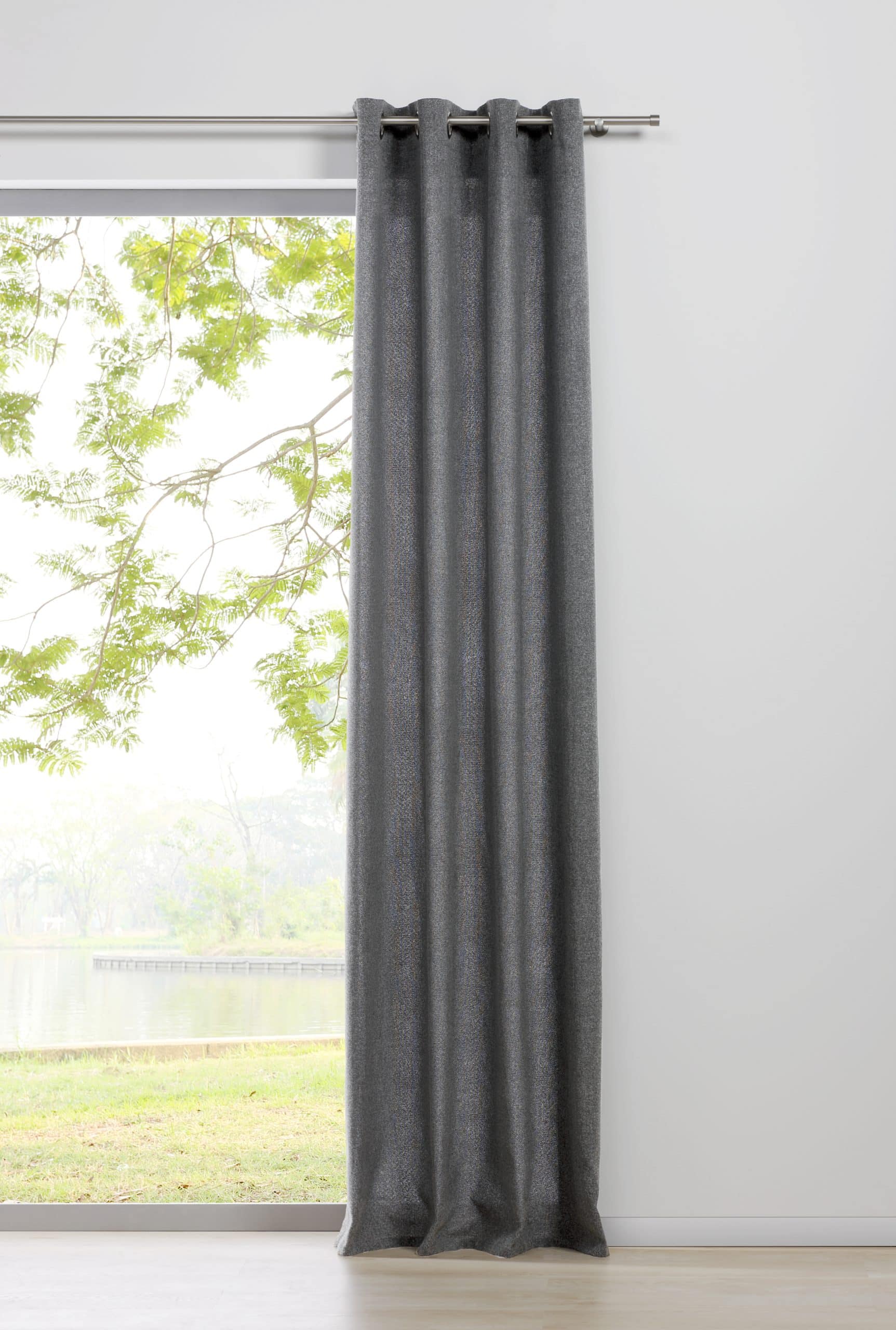 Ondeco Ösenschal Chalet Gardinen Blickdicht Vorhang Schlafzimmer Ösen Vorhänge Blickdicht 1er Set Farbe: Grau