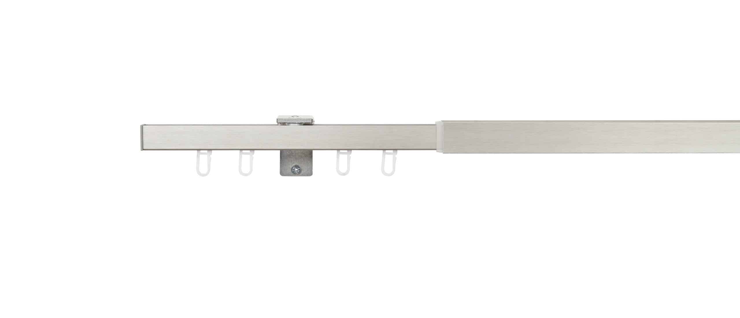 Ondeco Vorhangschiene ausziehbar Gardinenschiene innenlauf Gardinenstange Deckenmontage modern 1-Lauf Farbe: Edelstahl-Optik