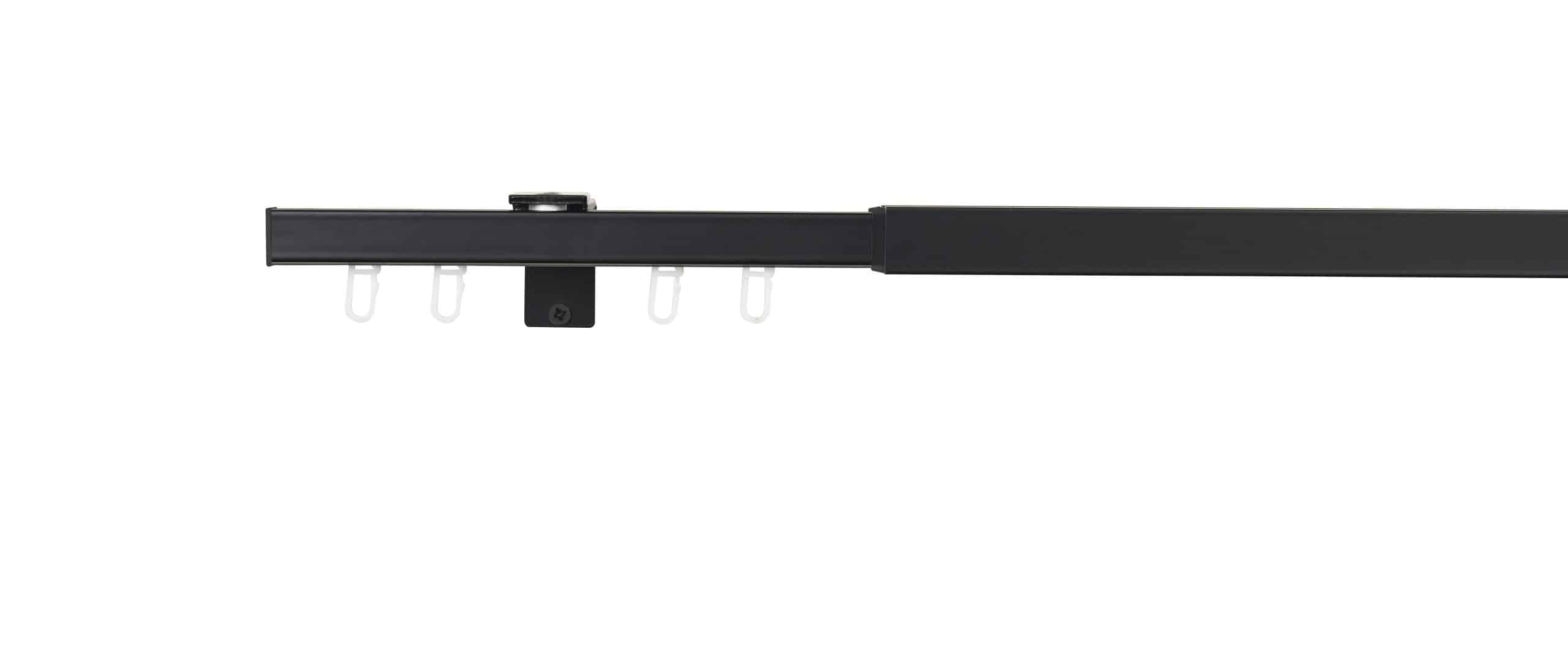 Ondeco Vorhangschiene ausziehbar Gardinenschiene innenlauf Gardinenstange Deckenmontage modern 1-Lauf Farbe: Schwarz