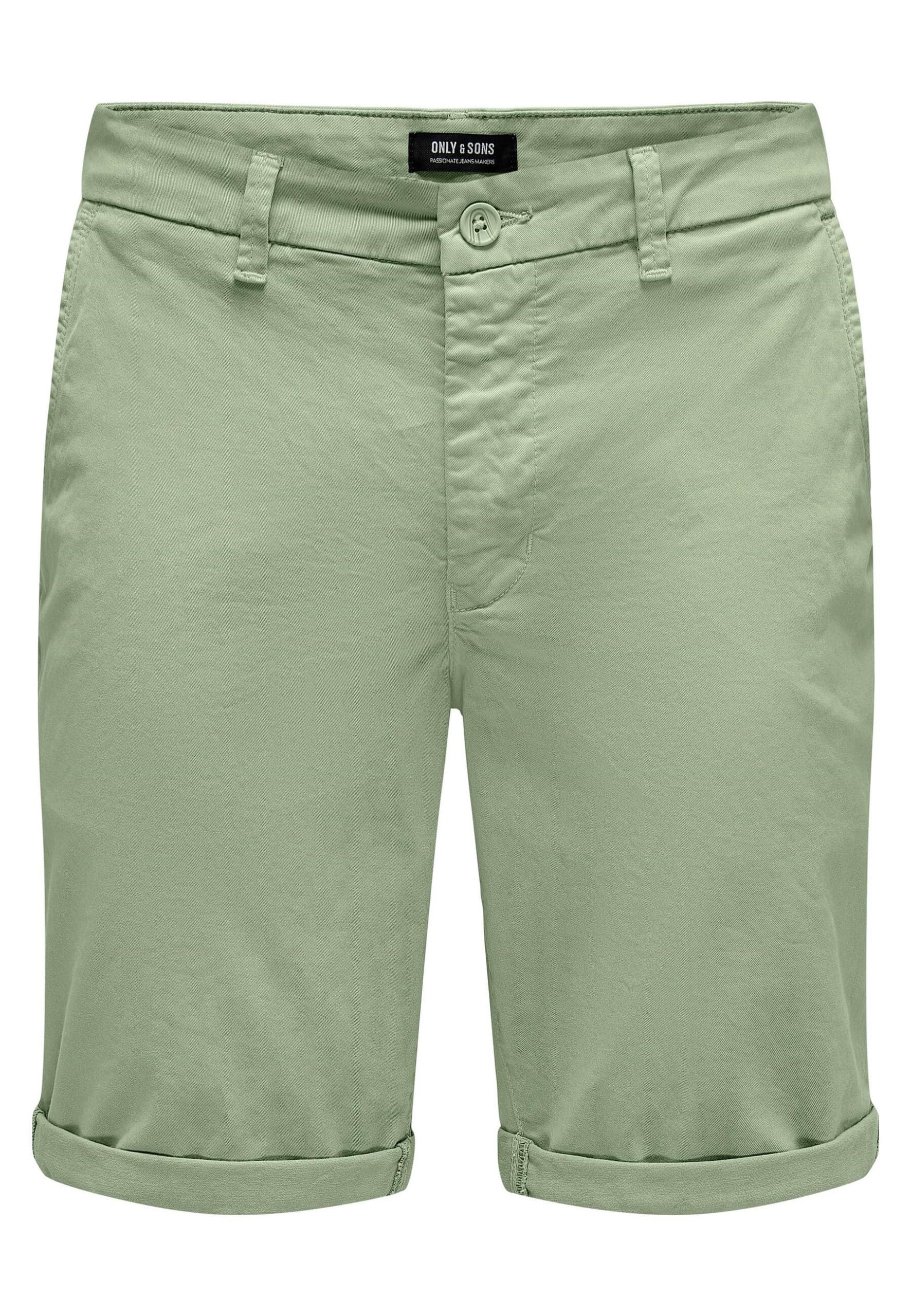 Only & Sons Shorts Unifarbene Short Peter Reg Twill mit seitlichen Eingrifftaschen und umgeschlagenem Saum